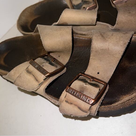 BIRKENSTOCK leather boho  summer vacation slides 8 - Picture 2 of 4